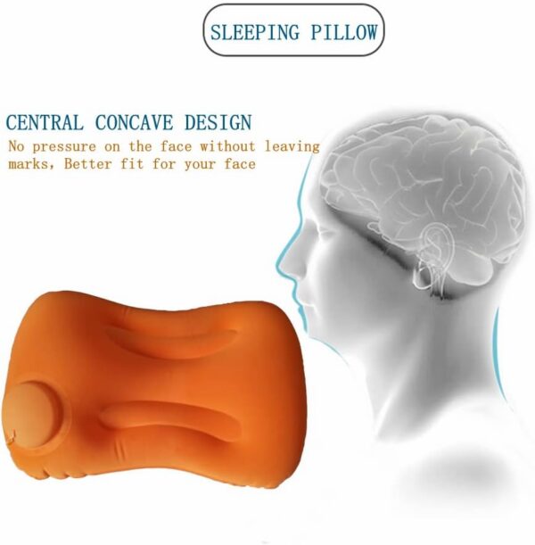 Compression Inflatable Camping Pillow, 19.2 "L Inflatable Pillow, Camping Inflatable Pillow, Camping Sleeping Inflatable Pillow (Orange)
