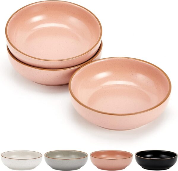 a4cf52bff00f8ecb Howise 5.3 in Ceramic Cat Bowls Set, Shallow Cat Food Bowl Small Pet Bowls Cat Dish for Food and Water, Green