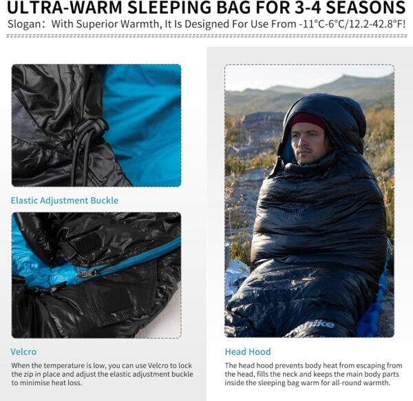 a4db16f34832b378 Naturehike CW400 Lightweight Down Sleeping Bags for Adults 650 Fill Power 4 Season,2.0lbs Ultralight Compact Portable,Waterproof, Camping, Hiking, Backpacking With Compression Bag