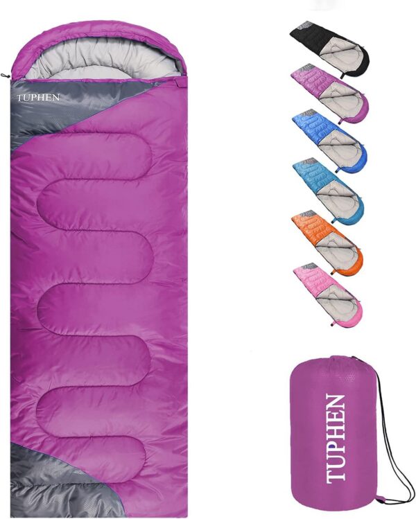 a4e0b8e1db042451 tuphen- Sleeping Bags for Adults Kids Boys Girls Backpacking Hiking Camping Microfiber Liner, Cold Warm Weather 4 Seasons Indoor Outdoor Use, Lightweight & Waterproof