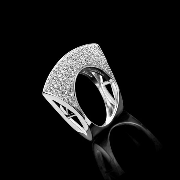 Sterling Sier Personality Irregular Hollow Out Diamond Ring Ladies Bar Party Jewelry Gift