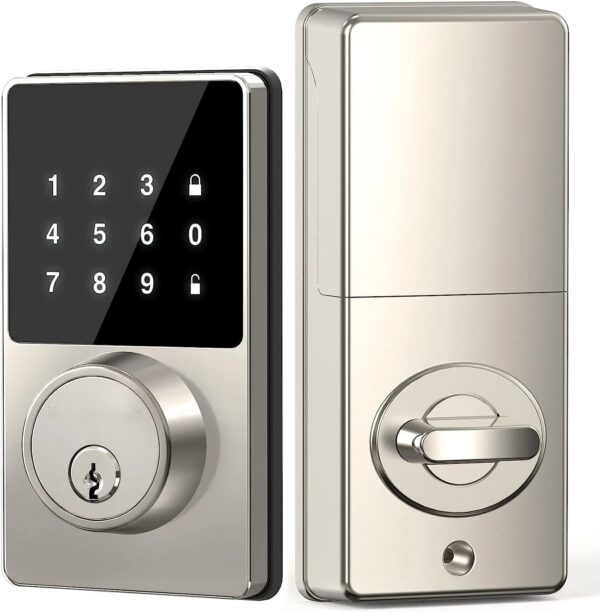 a5017efdf1ee354e Smart Lock with password, Keyless Entry Door Lock with Touchscreen Keypads, Easy to Install, App Unlock, 50 User Codes