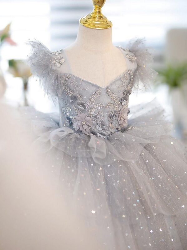 Kids for Girls Costumes Wedding Birthday New Year Party Lace Sequin Elegant Princess Summer Children’s Dress 1-10 Yrs