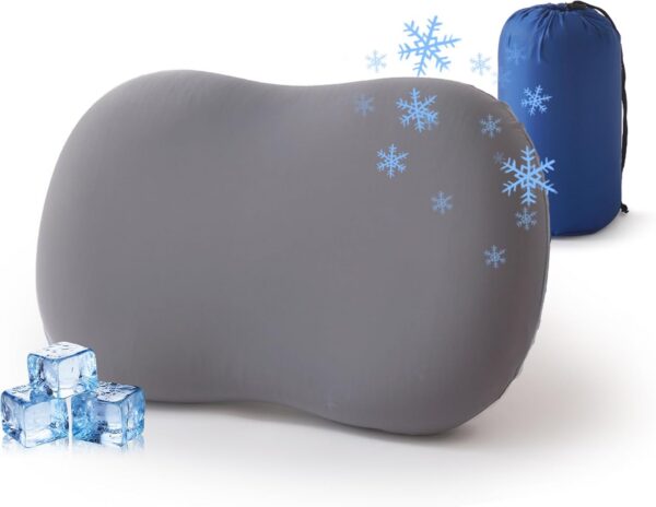 Camping Pillow for Sleeping, Memory Foam Travel Pillow, Cooling Small Pillow for Camp,Backpacking,Trip,Breathable & Waterproof Cover (1, Blue)