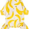 a50ef83638928113 Banana Dog Pajamas, Warm Dog Onesie, Dog Clothes for Small Dogs Girl Boy, Lightweight Velvet Pet Jumpsuit, Cat Outfit, Beige, Yellow, Medium
