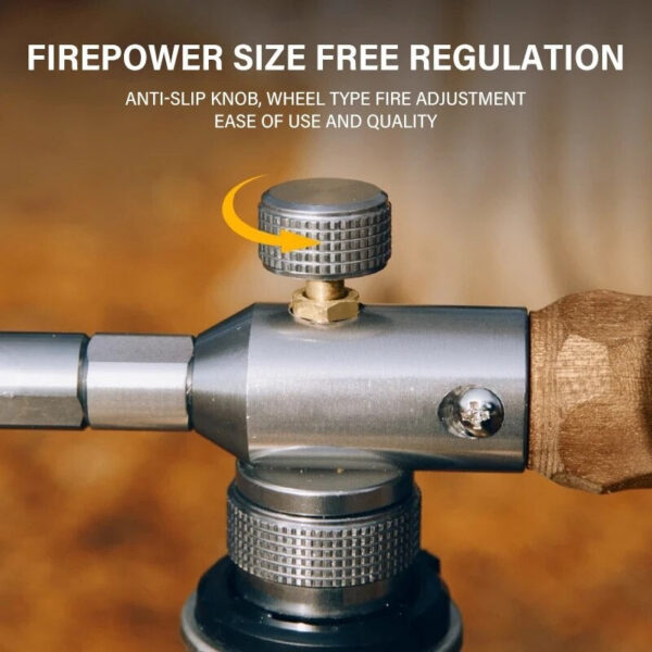 Wood Handle Removable Three-stage Burner Outdoor Camping Torch Cooking Bbq Igniter Cassette Gas Tank Highpower Flame Gun