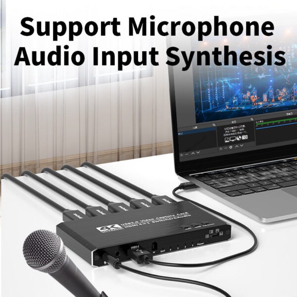 a51587aaae1b9c11 Unnk 4K Video Capture Card 1080P 60fps to USB 3.0 Camera Grabber Recording 4 HDMI Channel Input for Live Streaming