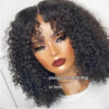 a515dc1f00d50782 Deep Curly Bob Natural Black Color Brazilian HD Front Part 13x6 Transparent T Lace Highlight Hair Wigs