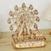 Ferris Wheel Music Box Model with LED Light 3D Wooden Puzzle DIY Assembly Building Kit Home Decoration Crafts Adults Kids Gift