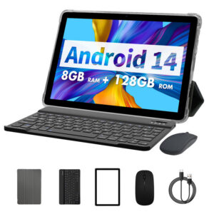 a52c0bad00a7e0c2 PRITOM TAB11 Android 14 Tablet 10 Inch, 8GB(4+4 Expand) RAM + 128GB ROM, Octa Core, 5G WiFi, with Keyboard, Mouse, Case