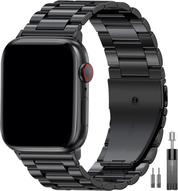 a53718952b73a2ff EPULY Compatible with Apple Watch Band 42mm 44mm 45mm 38mm 40mm 41mm, Business Stainless Steel Metal Wristband for iWatch SE & Series 7 6 5 4 3 2 1 for Men Women (Silver, 41mm 40mm 38mm)