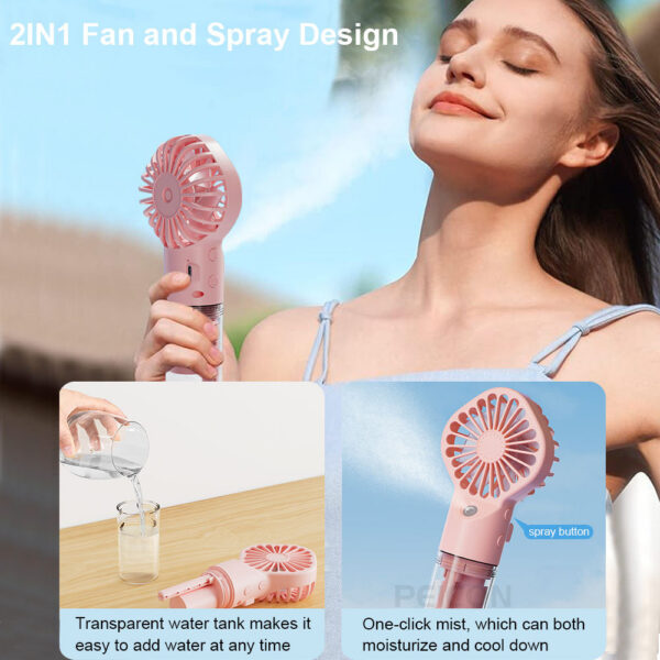 a53ff59f88824c75 Mist Portable USB Rechargeable Handheld with Humidifier Mini Water Spray Hand Fan