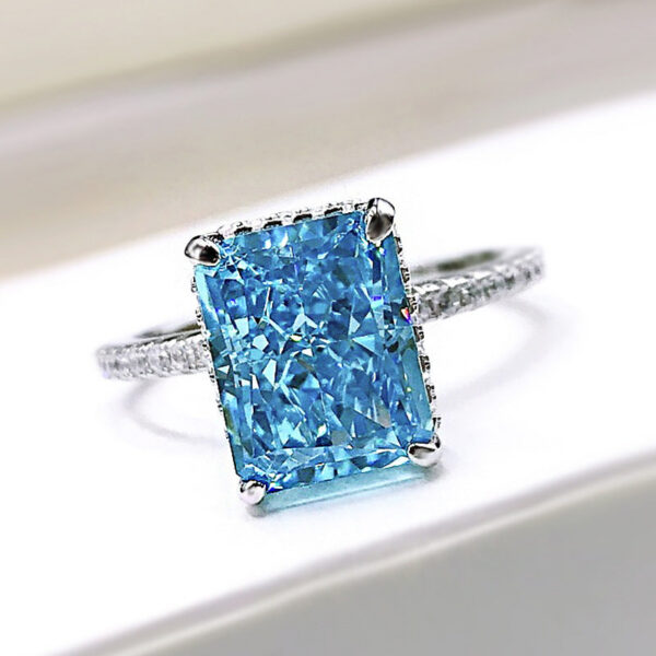 a54a752a5a18163b OEVAS 100% Sterling Sier 8*10mm Yellow Pink Aquamarine High Carbon Diamond Radiant Cut Rings For Women Party Fine Jewelry