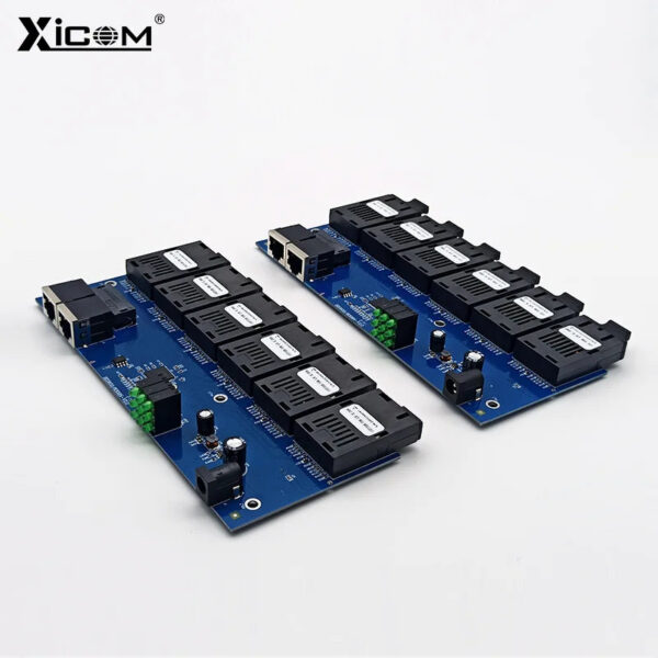 10/100M Single Mode Fiber Switch Optical Media Converter PCBA 6*155M Fiber Port 2 RJ45 Port 20KM SC Fast Ethernet Simplex/Duplex