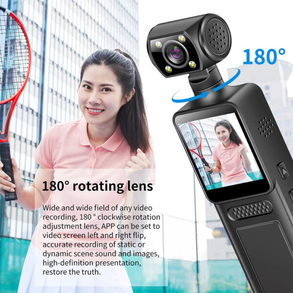 a586c5cabc1885e2 Portable 4K Ultra HD Action Mini Camera 180Rotatable Vlog WiFi Lens Sports Camera Infrared Night Vision Sports DV Bicycle Driver