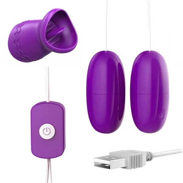 Jump Egg Sex Set Tongue Oral Licking Vibrator USB Vibrating Egg G-spot Vagina Massage Clitoris Stimulator Sex Toys For Women