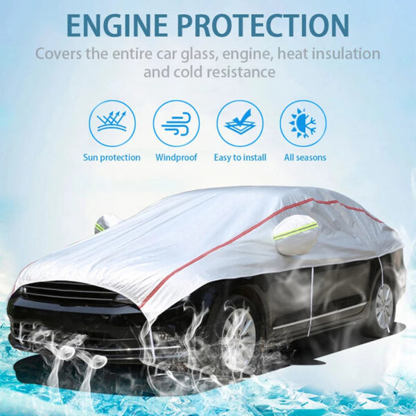 a5b1f65a73eca071 Universal Half Car Cover Waterproof Outdoor Cover Oxford Sun Rain Uv Protection Dustproof Snowproof Car Body Cover for SUV Sedan
