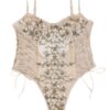 a5e7bd4cb83662ca Lilosy Women Sexy Lace Up Floral Embroidered Teddy Lingerie Bodysuit Top Mesh Sheer One Piece