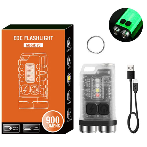 a5f2d6fd7251233d Mini Portable Key LED Flashlight TYPE C Rechargeable Camping Hiking Lantern High Power Luminous Flash Light Pocket Torch