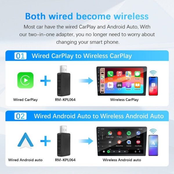 a5f6f9442e33d427 Carplay Adapter Android Auto Wireless Smart Dongle 2in1 For Voo Benz Audi Kia Hyundai VW Mazda Cadillac MG Peugeot