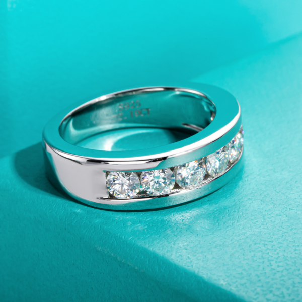 AnuJewel 4mm Moissanite Wedding Sterling Sier Lab Created Diamond Band Men Women Ring Customized Jewelry