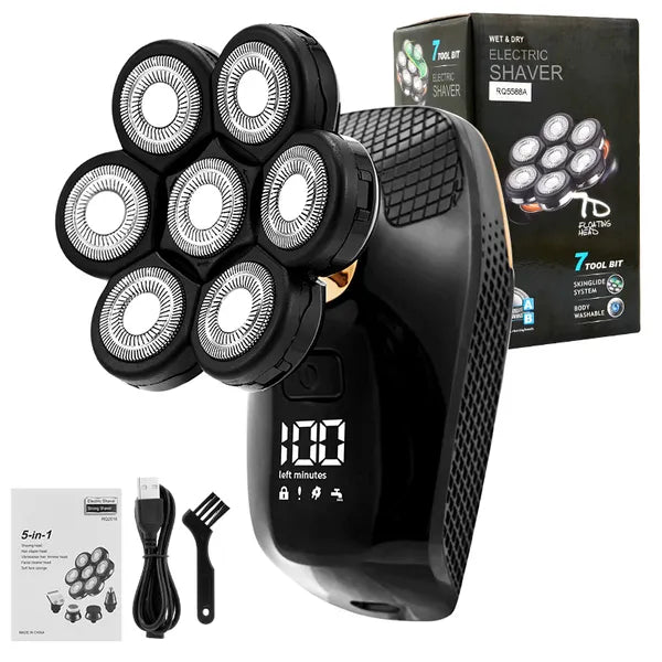 a613b2cc7faa2b4c Electric Shavers 5 In 1 7D Men's Rechargeable Bald Head Shaver 7 Floating Heads Beard Nose Ear Hair Trimmer Razor Clipper Brush 221025