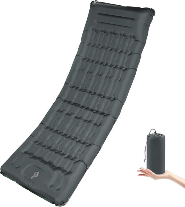 Portable Camping Sleeping Pad, 4” Thick Camping Mat, Inflatable Camping Mattress with Built-in Pillow and Foot Pump, Suitable for Camping, Hiking, Backpacking (Blue)