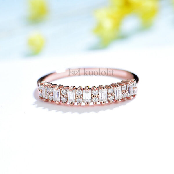 a62e6015700f1c21 Kuololit Soild 585 14K Rose Gold Moissanite Band for Women Baguette Solitaire Matching Wedding Diamond Ring Engagement