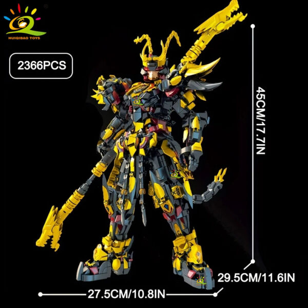 a63408da3a2f0e85 HUIQIBAO SunWuKong Warrior Mech Robot Building Blocks MOC Chinoiserie Action Figure Brick Children City Construction Display Toy
