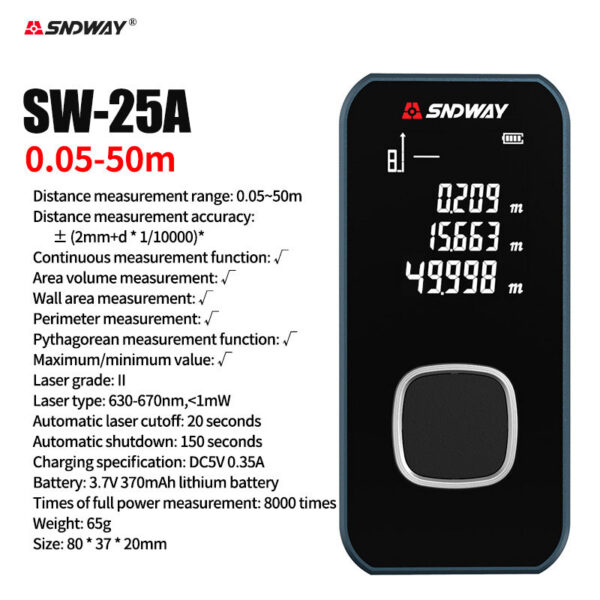 Mini Metal Laser Distance Meter 40M 50M 60M 100M IN FT M Tape Measure Trena Lazer Rangefinders OLED Display Construction Tools
