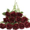 Artificial Rose Flower Dusty Rose Flower Silk Flowers 12 pcs with Long Stem Silk Roses Bouquet for Wedding Bridal Shower Party Home Decoration