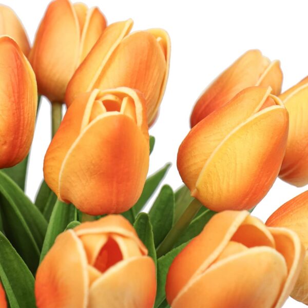 10 Pcs Orange Tulips Artificial Flowers Real Touch Fake Tulips Fake Flowers for Decoration 13.5" Faux Tulips Faux Flowers Bulk Artificial Tulips Flowers for Vase Centerpieces Home Wedding Bouquet