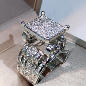 a65a0f8bc710cd49 sterling sier high quality white zircon diamond geometric three-dimensional diversified ring suitable for couple