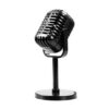 Simulation Props Retro Dynamic Vocal Microphone Vintage Style Wireless Mini Mic Universal Stand Stage Performance Karaoke
