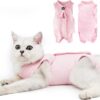 a67c934eb733b325 Cat Recovery Suit for Male and Female Surgical Post Surgery Soft Cone Onesie Shirt Clothes Neuter Licking Protective Diapers Outfit Cover Kitten Spay Collar(M, Grey)