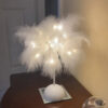 Creative Table Lamp Warm White Light Tree Feather Lampshade Girl LED Wedding Decorative Lights Birthday Gift Home Decor
