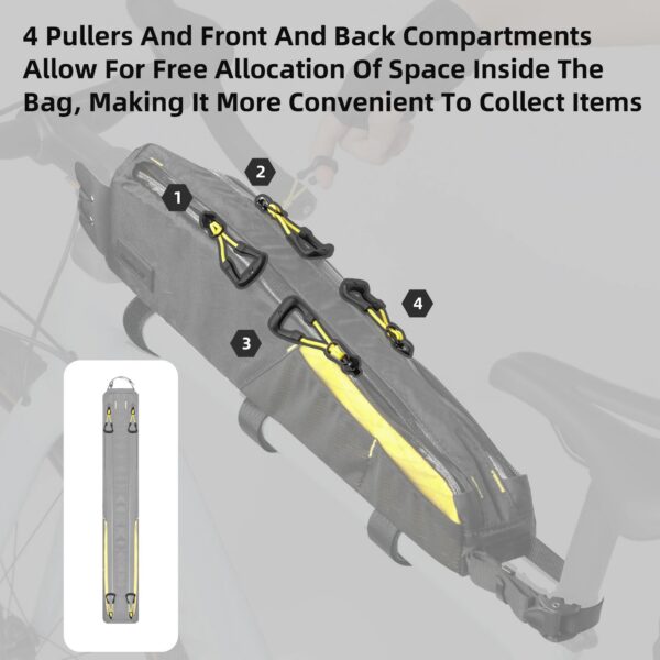 Rhinowalk BIke Extra Long  Top Tube Bag Large Water-Resistant Bikepacking For MTB&Road Bike With 18 Inch Or Larger Frame Length