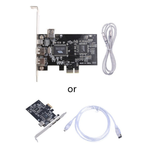 a68b54b9c55b5351 PCIe Firewire PCI-E 2A+1 Mini-A 1394A Video Capture Card VIA VT6308P Chip Support IEEE1394 400 Mbit 2+1 Port PHY