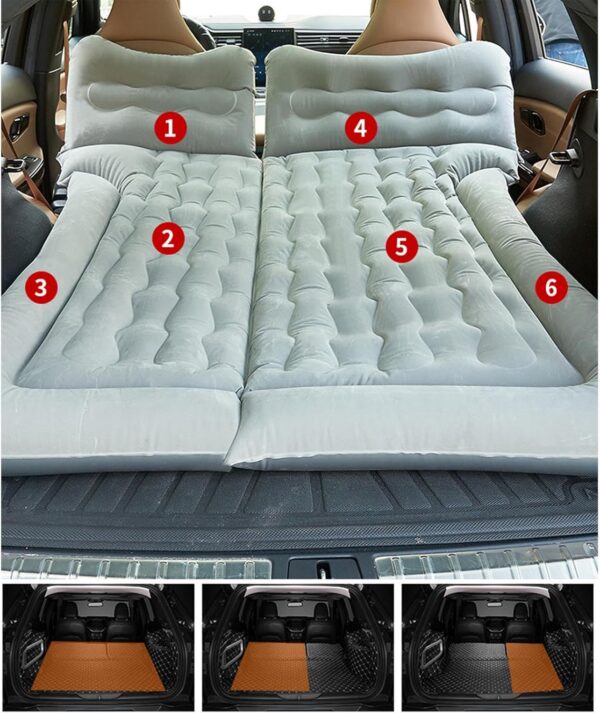 Car Air Mattress for Volkswagen Lavida Polo Viloran Lamando T-Cross 2006-2024, Thickened Car Bed Mattress, Travel Sleeping Pad, Back Seat Bed Cushion with Air Pump 2 Pillows,Dark Green