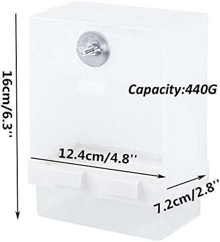 Parrot Automatic Feeder,No-Mess Bird Feeder,Cage Accessories for Budgerigar Canary Cockatiel Finch Parakeet Seed Food Container by Old Tjikko (Screw-Fixed Bird Feeder)