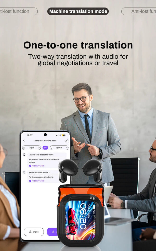 a6ab820ee33817cc Translator HTC NE20 New Bluetooth 6.0 Wireless Headphones Translation Earphones IPX4 Waterproof Rating Long Battery Life