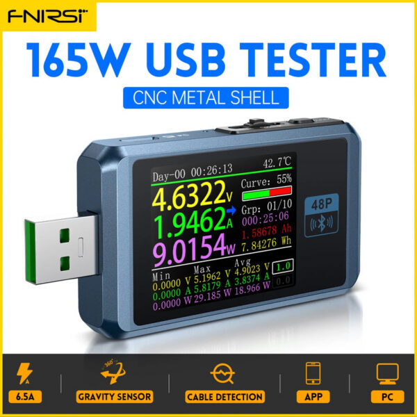 a6b71a1705a3232b FNB58 USB Tester Voltmeter Ammeter TYPE-C Fast Charge Detection Trigger Capacity Ripple Measurement