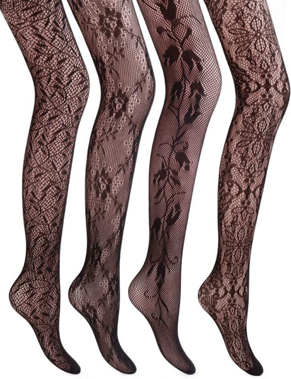 VERO MONTE Women Patterned Fishnet Tights Black Fishnets Net Stockings Pantyhose