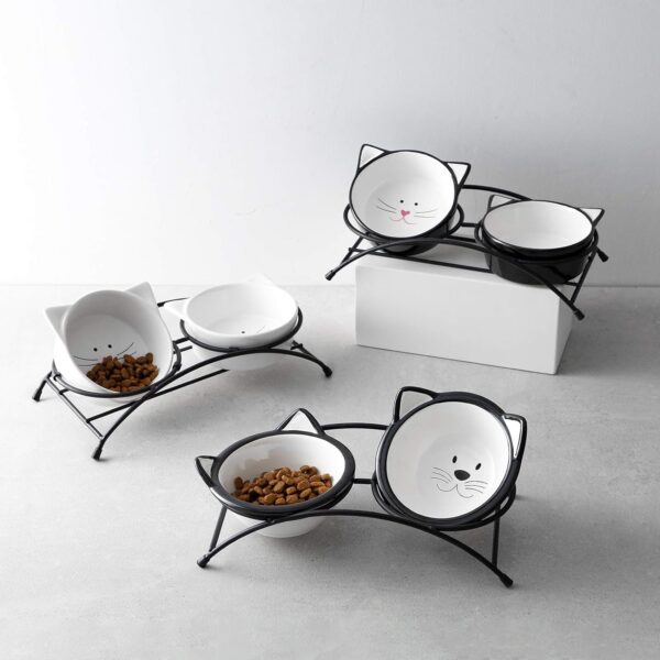 a6c611ab1f2638de Y YHY Raised Cat Food Bowls,Pet Bowls with Stand,Ceramic Cat Dog Bowls Elevated,Cute Cat Dishes,12 Ounces,Dishwasher Safe