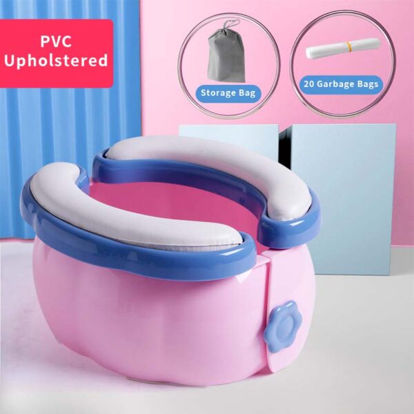 Toilet Portable Travel Baby Foldable Kids Potty Training Seat Easy to Clean With Storage Bag and 20 Garbage Bags