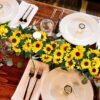 3 Pack Artificial Sunflower Garland, 7.5ft/Strand Silk Sunflowers Hanging Vines Flowers with Green Leaves for Room Kitchen Garden Birthday Wedding Baby Shower Party Table Decor Large