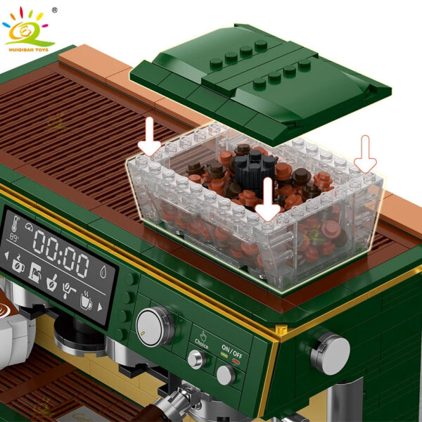 a703b3983def386b HUIQIBAO 928PCS MOC Coffee Machine Model Micro Building Blocks Mini Diamond City Friend Bricks Set Children Toys Kids Girl Game