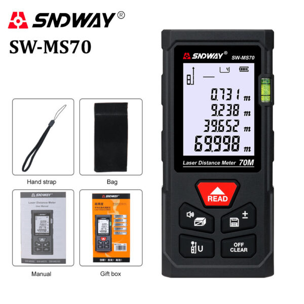 a7047cb8b9de534f SNDWAY Laser Meter 50m 70m 100m 120m Rangefinder Digital Range Finder Trena Roulette Ruler Distance Measuring Tape
