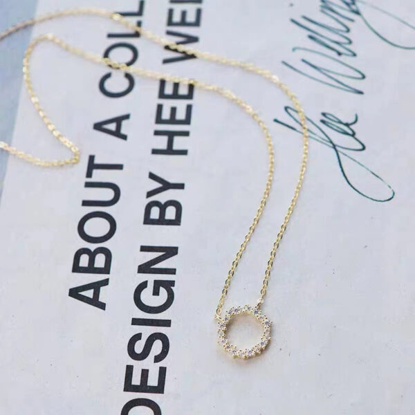 a70504becafe8c71 Jkeli -100% S Sterling Sier Plated Necklace with Full Diamond Circle Style Japanese and Korean K Gold Collar Chain