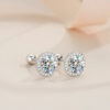 a71bba8849f28539 925 Sterling Silver 0.5/1 Carat Moissanite Round Bag Screw Earrings For Men And Women Couple Models Fashion Creative Personality